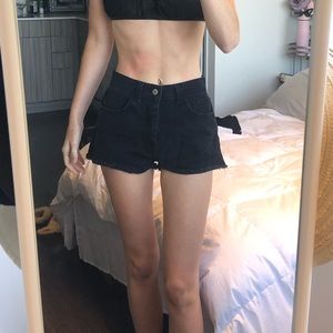 John Galt Black Denim Shorts